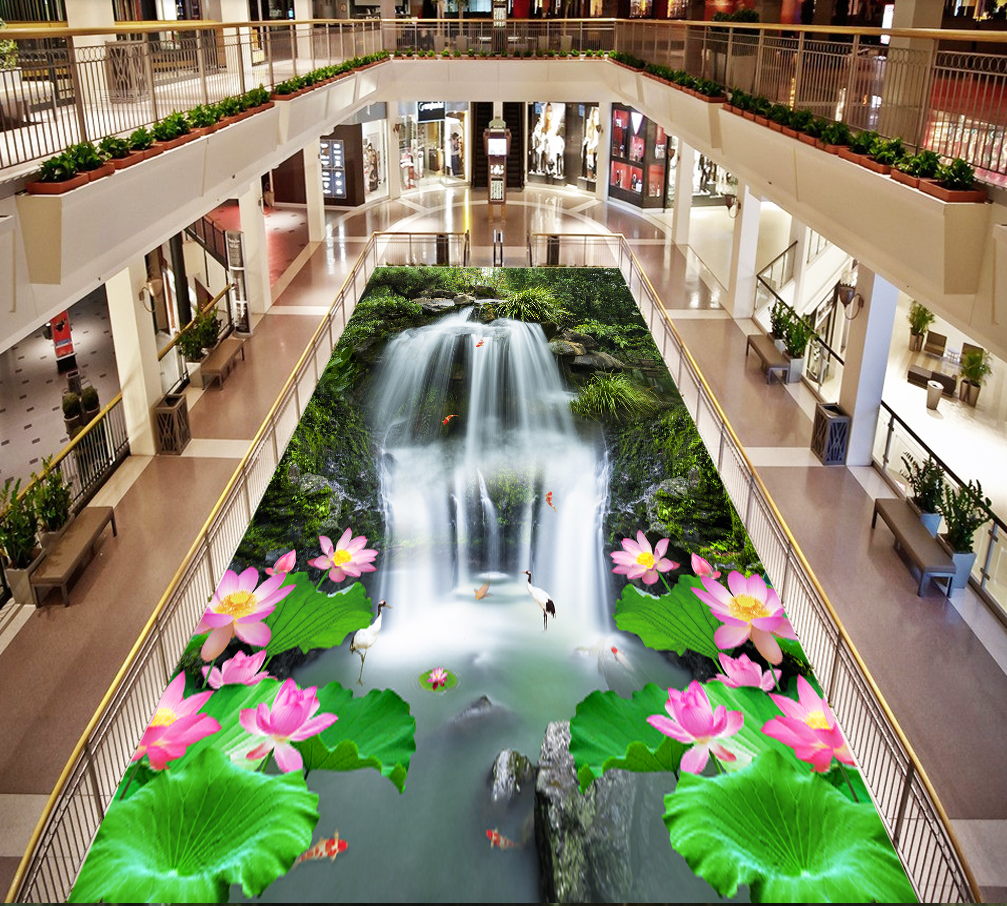 3D Tranquil Waterfall 524 Floor Mural Wallpaper Murals Rug & Mat Print Epoxy waterproof bath floor