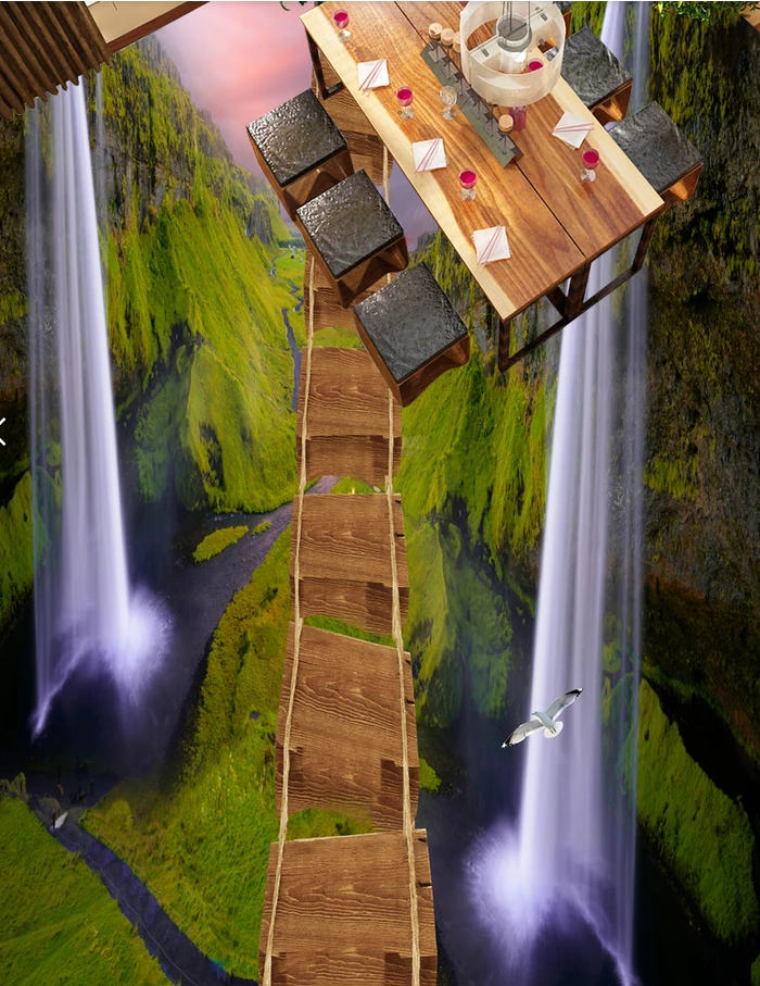 3D Green Mountain Wooden Bridge 526 Floor Mural Wallpaper Murals Rug & Mat Print Epoxy waterproof bath floor