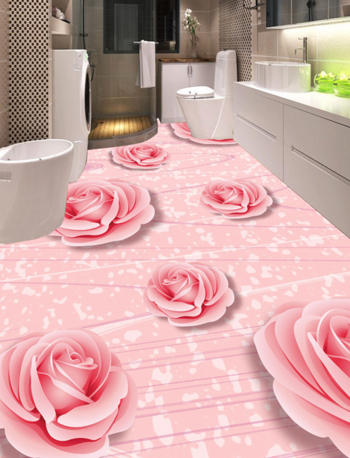3D Pink Rose 332 Floor Mural Wallpaper Murals Rug & Mat Print Epoxy waterproof bath floor