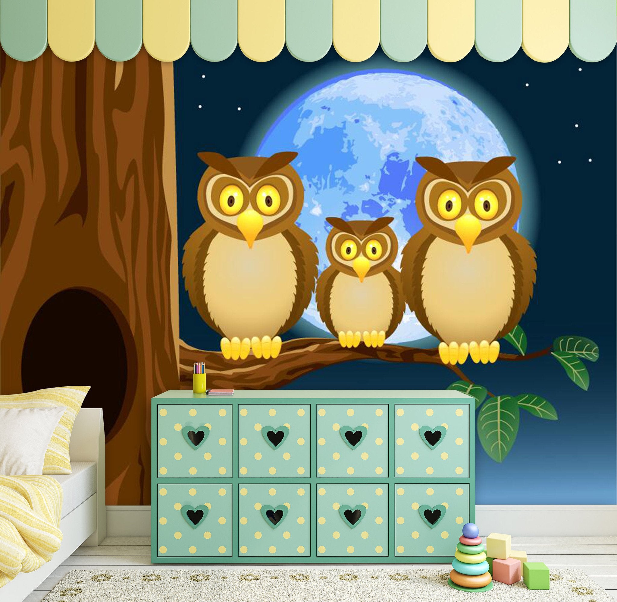 3D Moon Night Owl 238 Wallpaper AJ Wallpaper