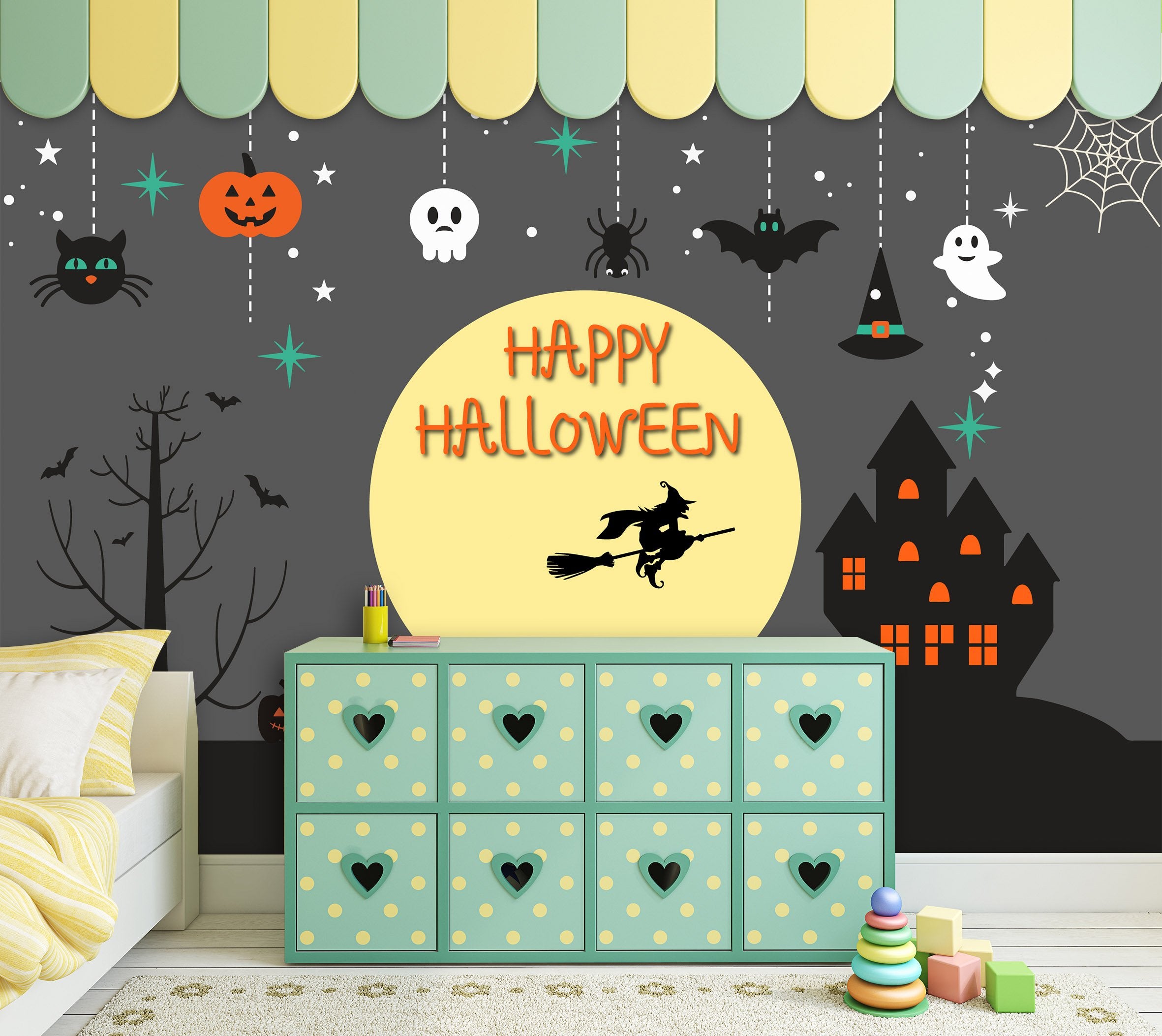 3D Bat Pumpkin Festival 1398 Halloween Wall Murals Wallpaper AJ Wallpaper 2