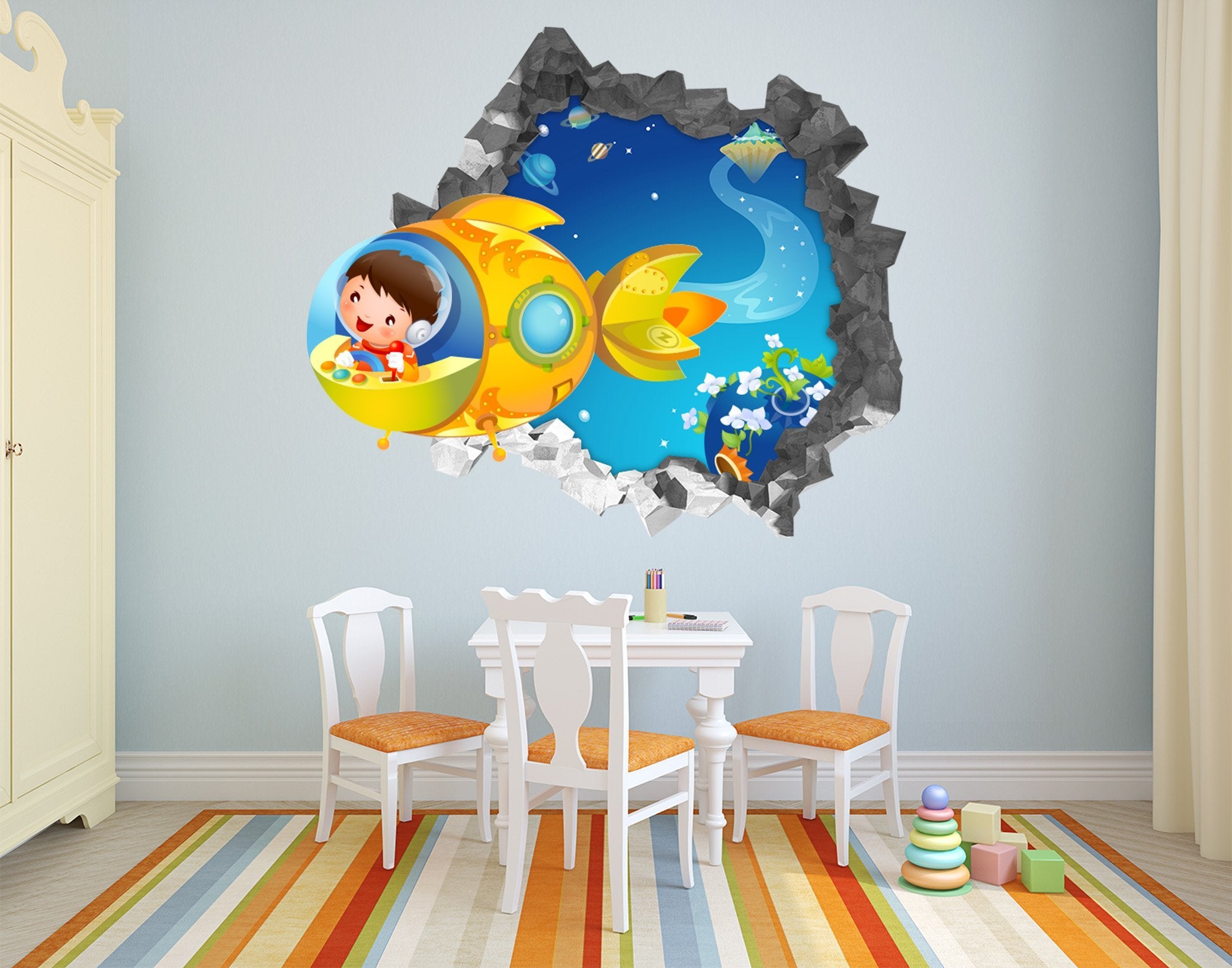 3D Lovely Astronaut 199 Broken Wall Murals Wallpaper AJ Wallpaper