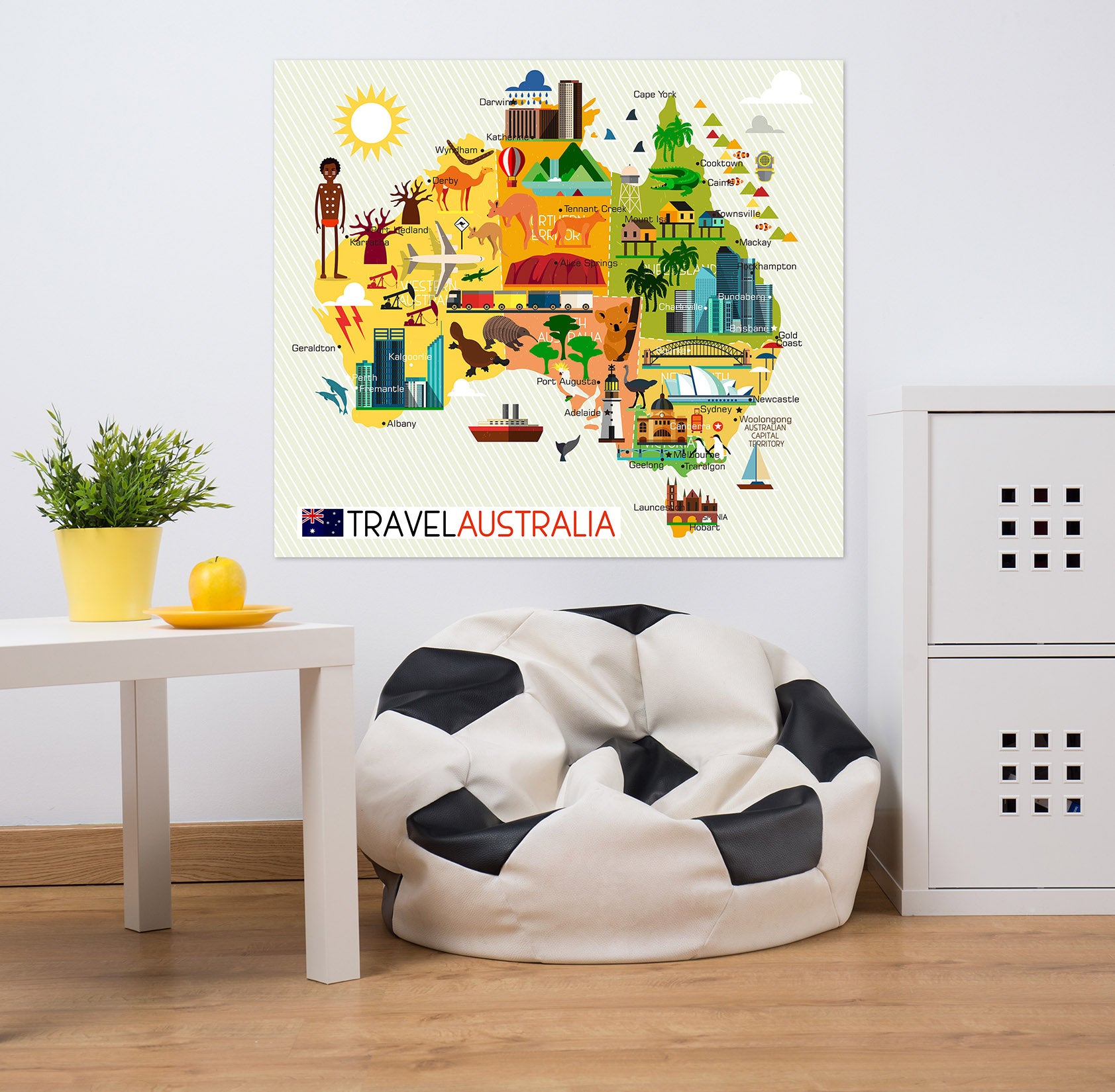 3D Color Houses 233 World Map Wall Sticker