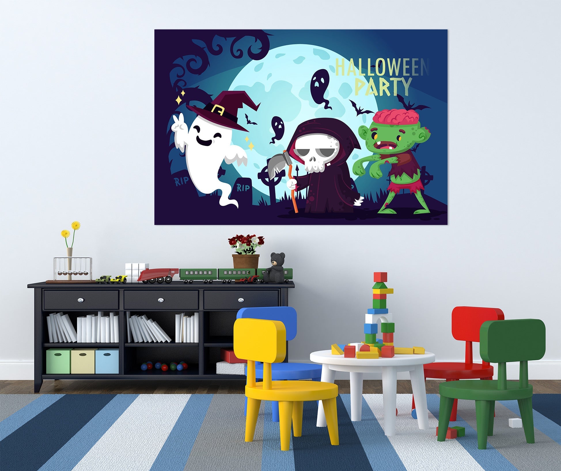 3D Moon Ghost Death 016 Halloween Wall Stickers Wallpaper AJ Wallpaper 2