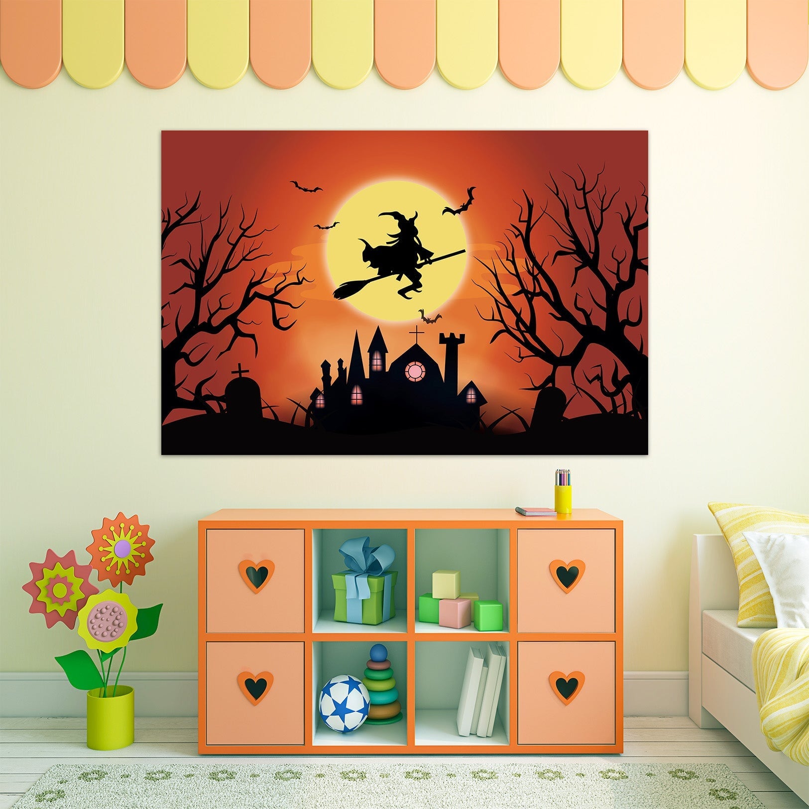 3D Moon Witch Villa 017 Halloween Wall Stickers Wallpaper AJ Wallpaper 2