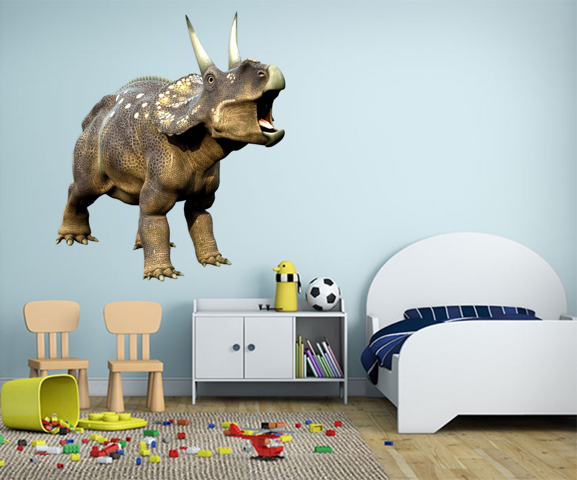 3D Open Mouth Two-horned Dragon 022 Animals Wall Stickers Wallpaper AJ Wallpaper