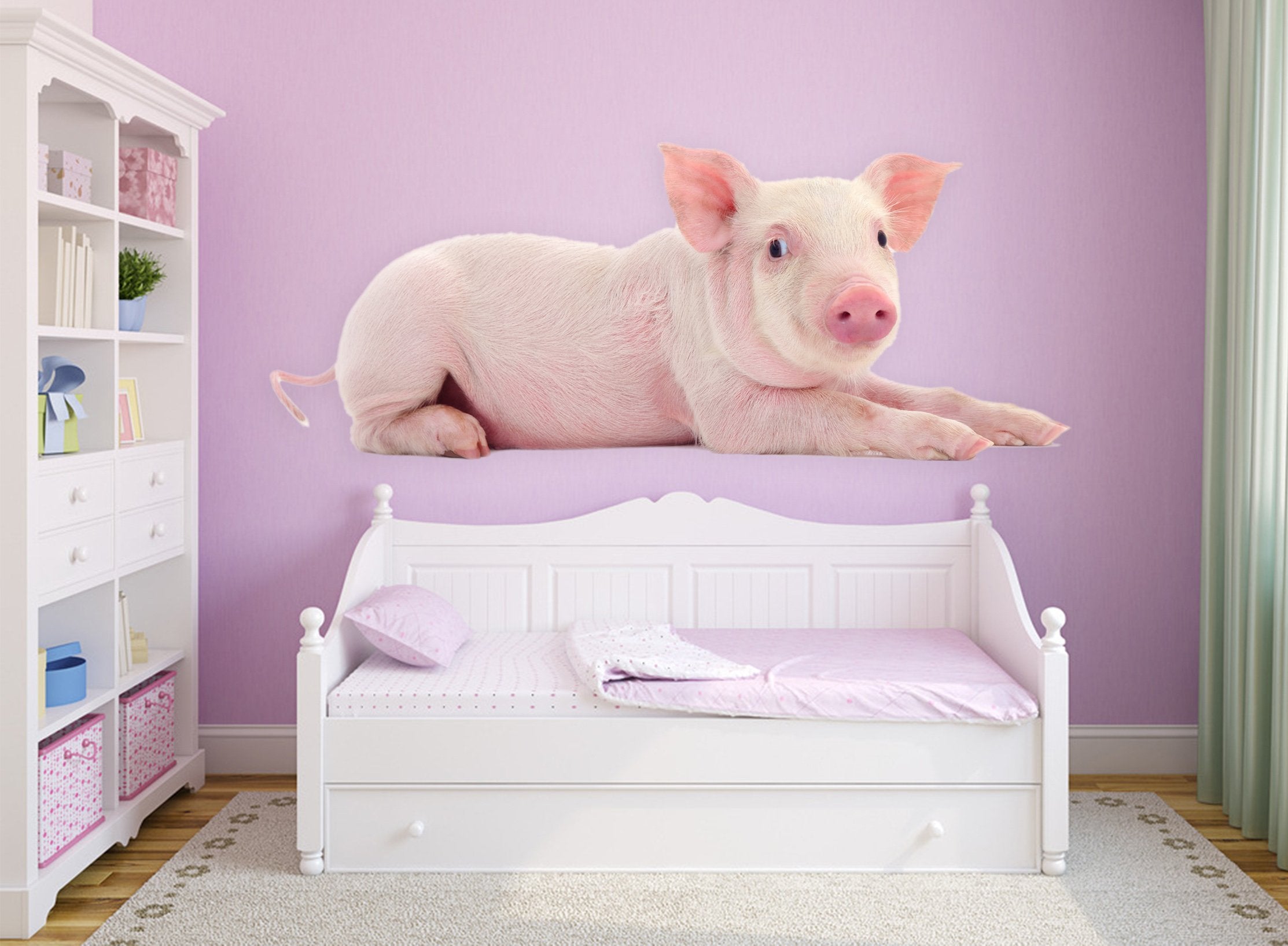 3D Lying Pig 140 Animals Wall Stickers Wallpaper AJ Wallpaper