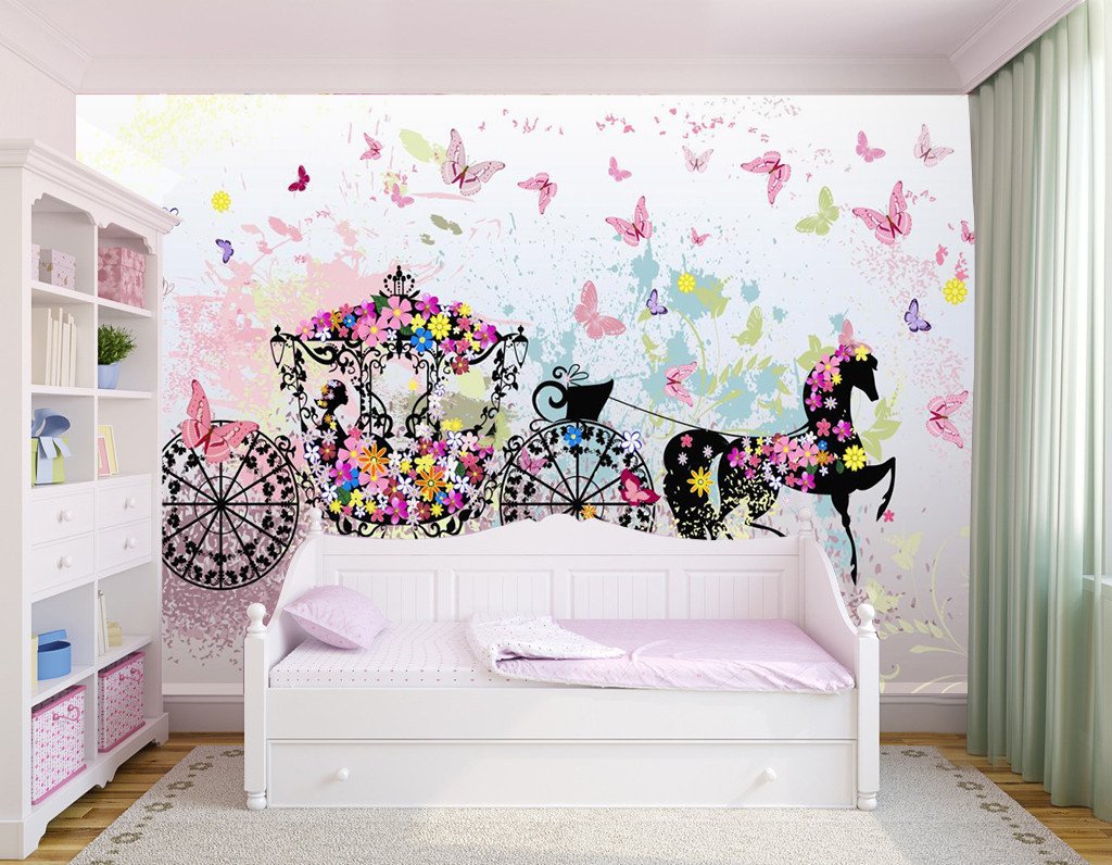 3D Horse Car Flowers 587 Wallpaper AJ Wallpaper