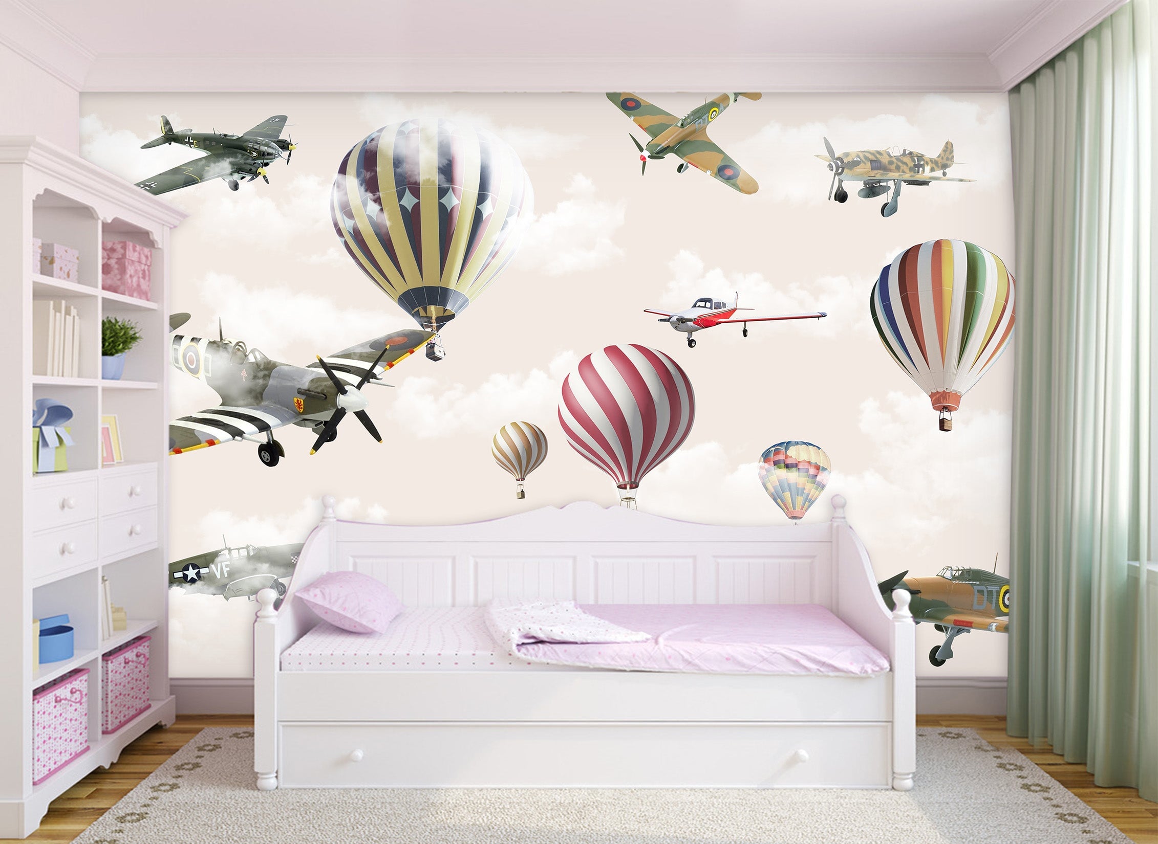 3D Helicopter Hot Air Balloon 024 Wall Murals Wallpaper AJ Wallpaper 2