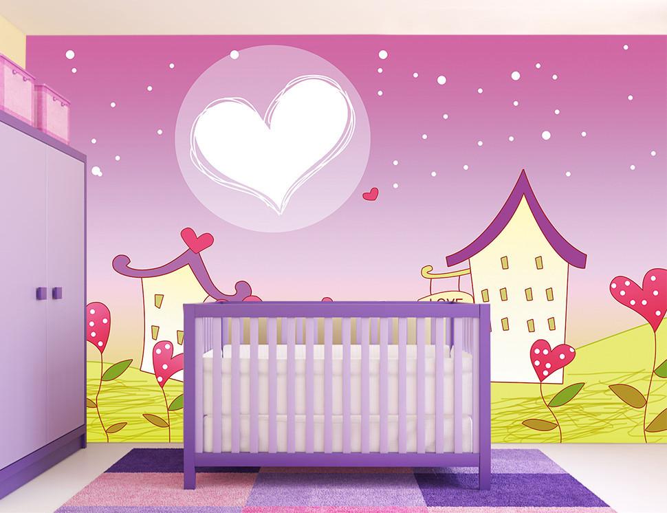 3D Heart-Shaped Moon And Lovely Hut 4 Wallpaper AJ Wallpaper