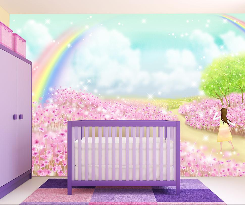 3D Rainbow Cherry Flower Manor 98 Wallpaper AJ Wallpaper