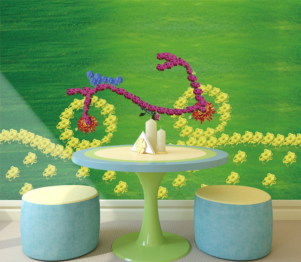 3D Green Grass Flower Bike 785 Wallpaper AJ Wallpaper