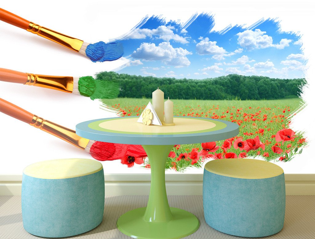 3D Green Fields Blue Sky 8 Wallpaper AJ Wallpaper