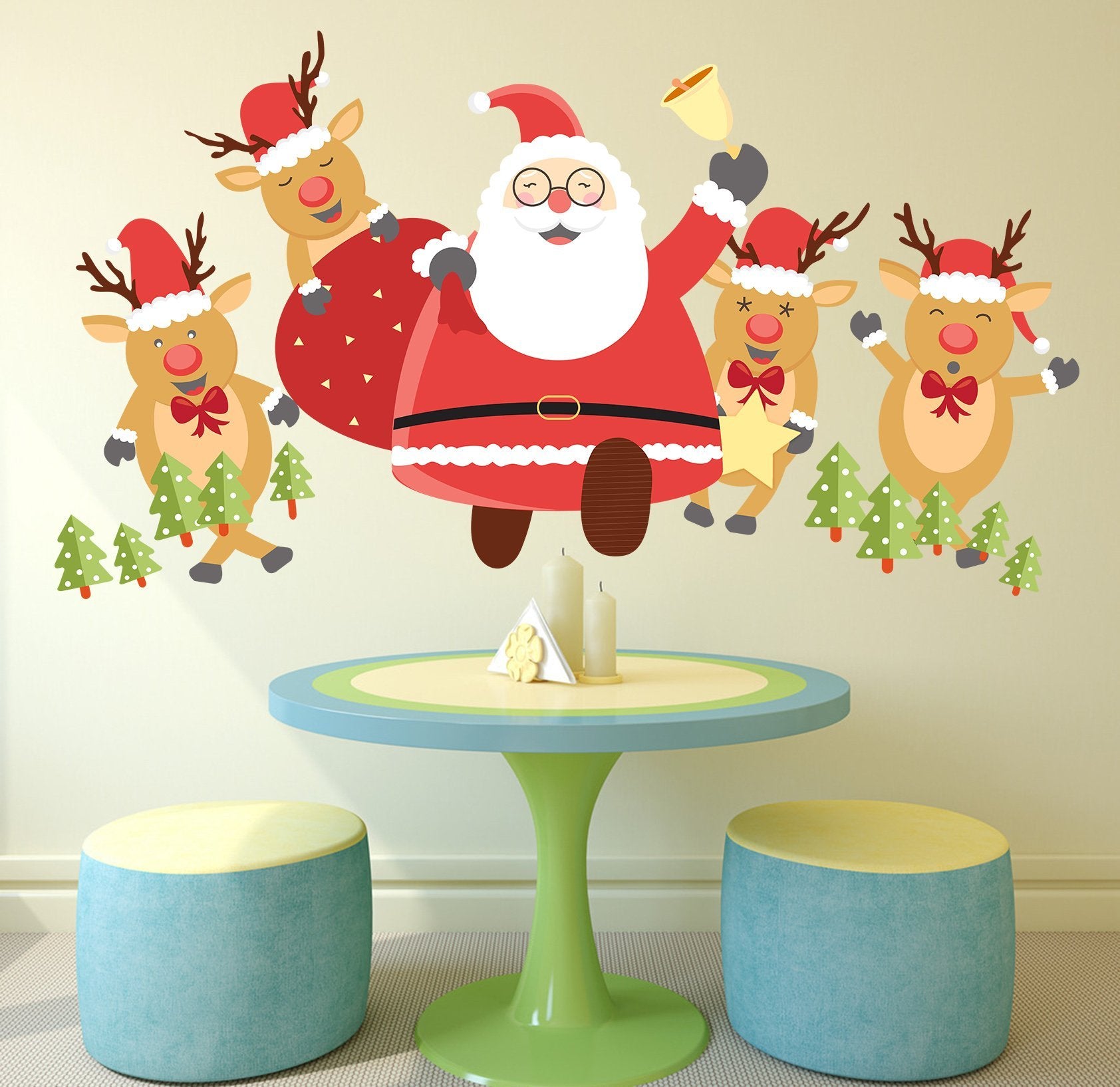3D Deer Fat Santa Claus 20 Wall Stickers Wallpaper AJ Wallpaper