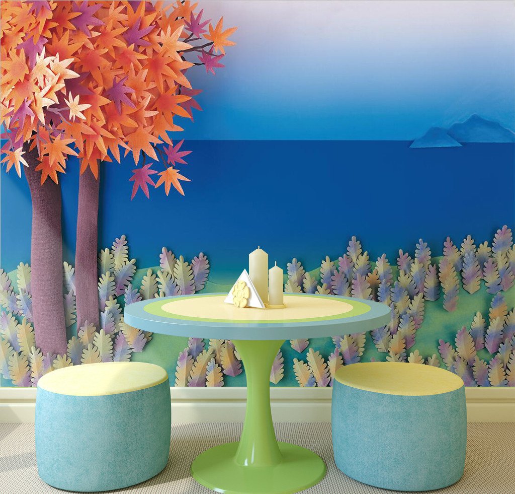 3D Maple Trees River 638 Wallpaper AJ Wallpaper