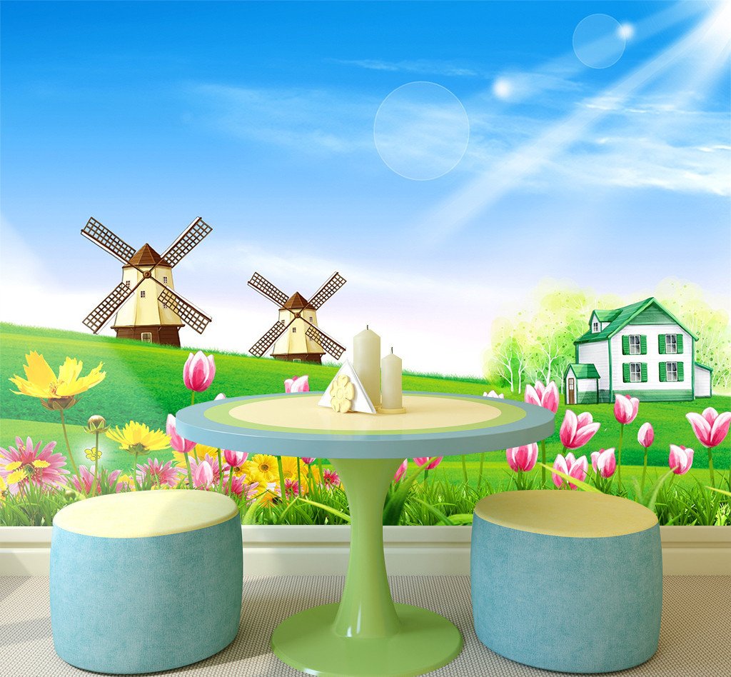 3D Sunshiny Windmill Tulips 89 Wallpaper AJ Wallpaper