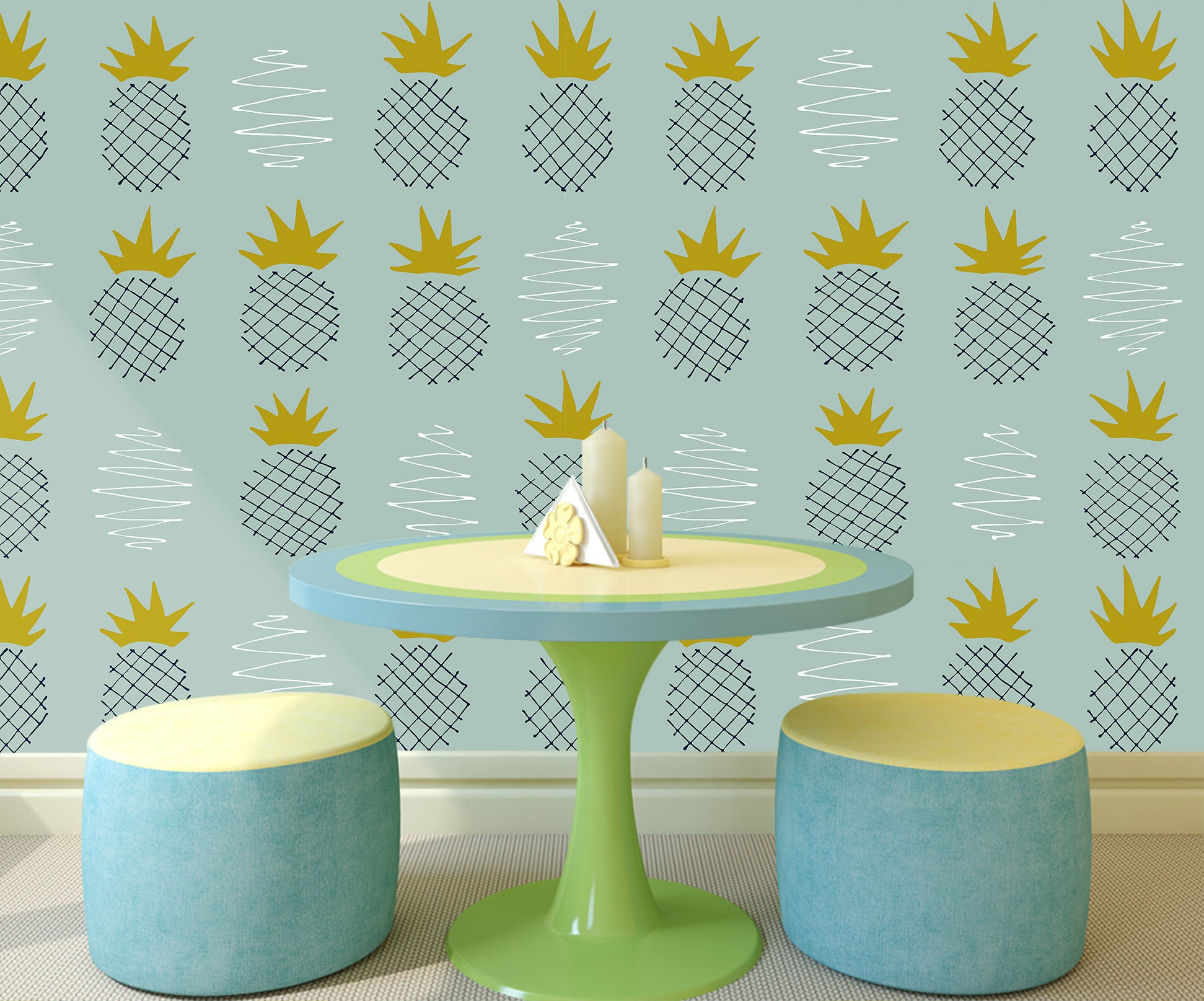 3D Pineapple Pattern 120115 Kashmira Jayaprakash Wall Mural Wall Murals