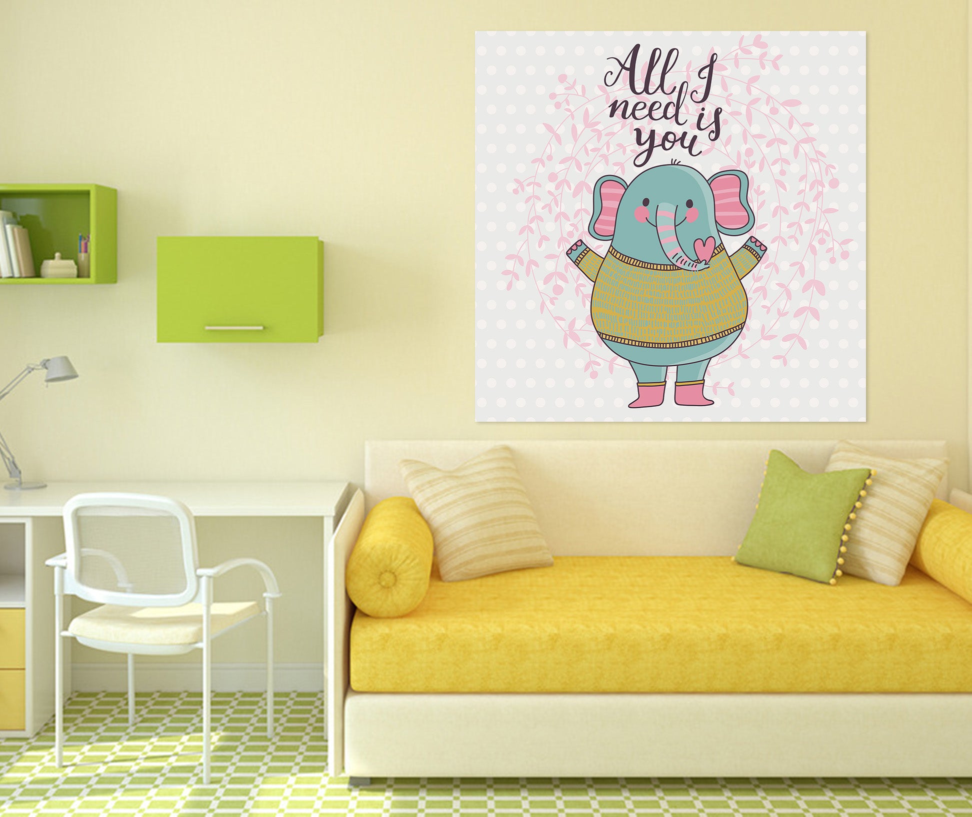 3D Cute Elephant 1005 Wall Sticker