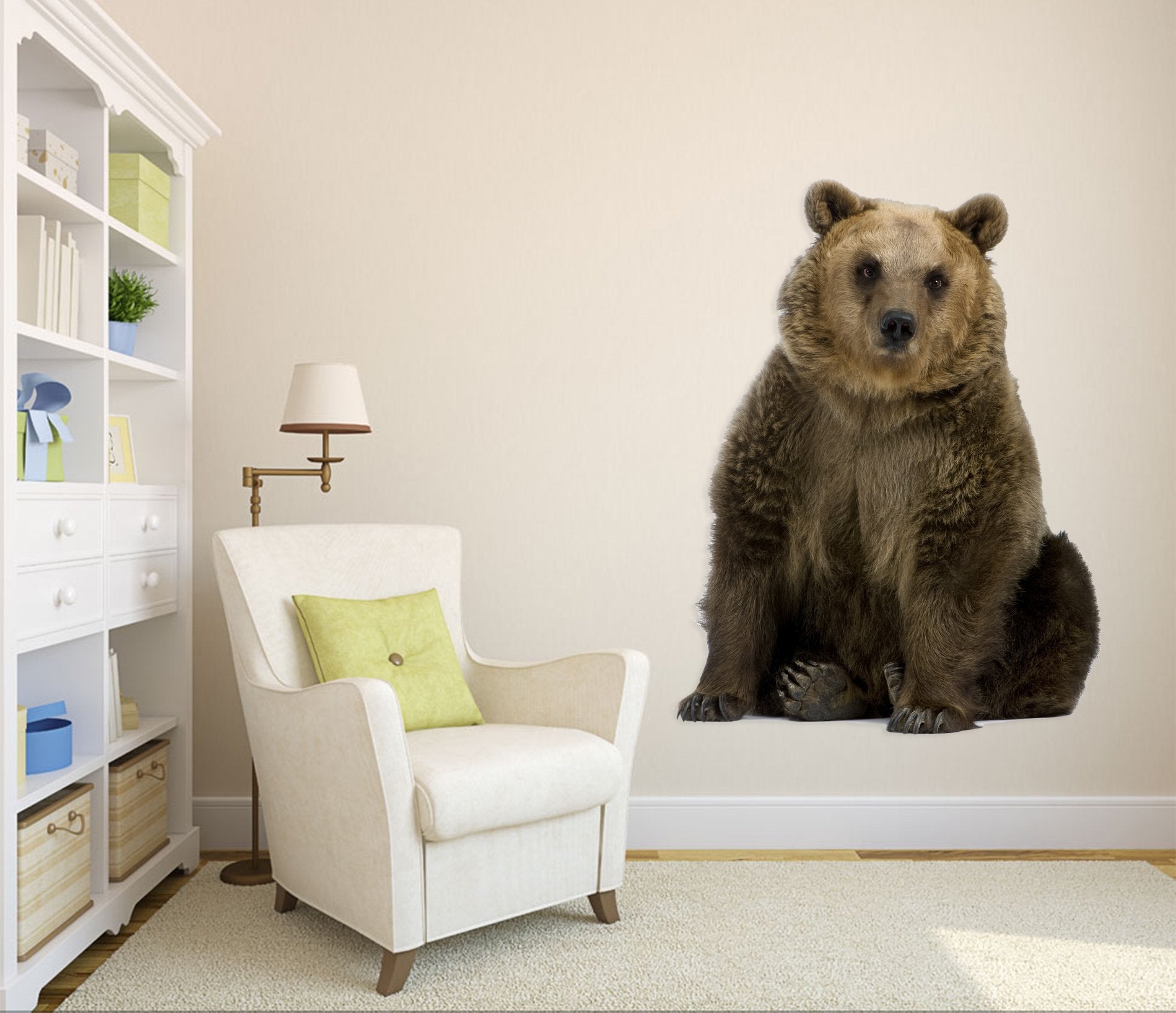 3D Sitting Bear 173 Animals Wall Stickers Wallpaper AJ Wallpaper
