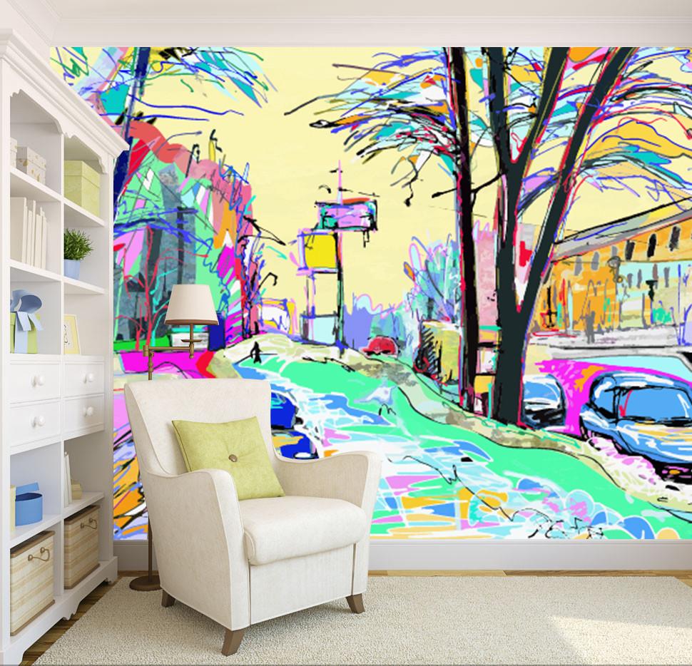 3D Color Street View Graffiti Wallpaper AJ Wallpaper