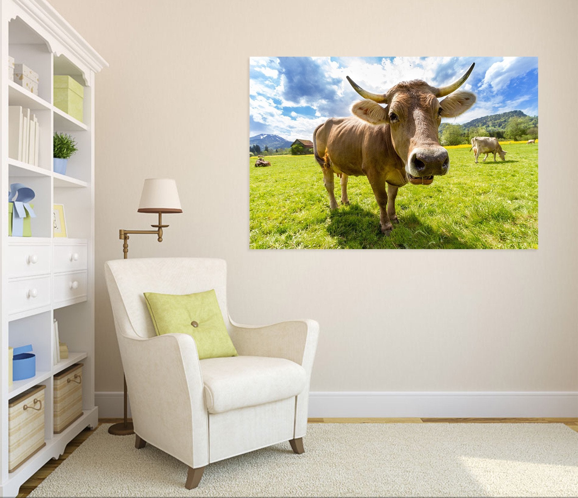 3D Prairie Cow Head 33 Animal Wall Stickers Wallpaper AJ Wallpaper 2