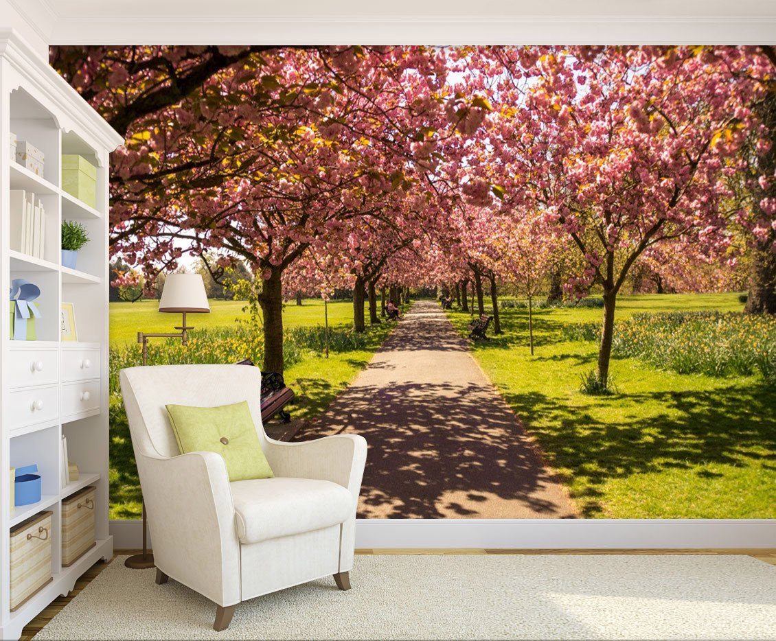 3D Cherry Trees Fields 613 Wallpaper AJ Wallpaper