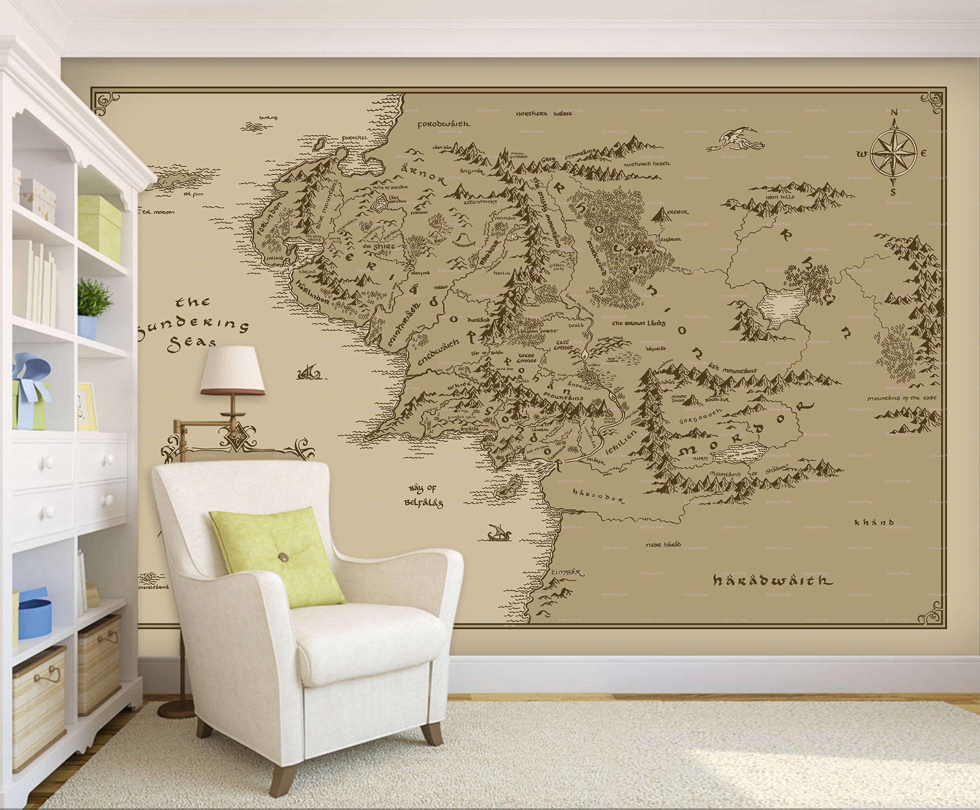 3D World Map Yellow 025 Wall Murals