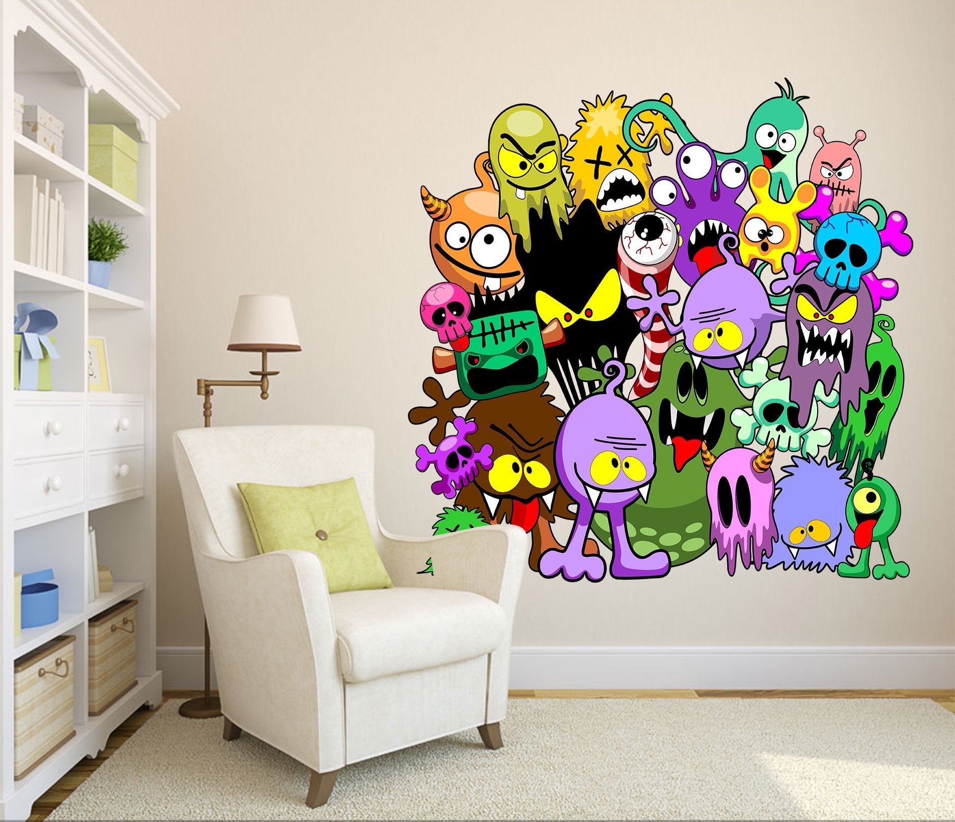 3D Cute Monster 053 Wall Stickers Wallpaper AJ Wallpaper