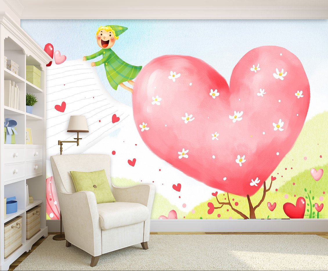 3D Pink Girl Heart Tree 042 Wallpaper AJ Wallpaper