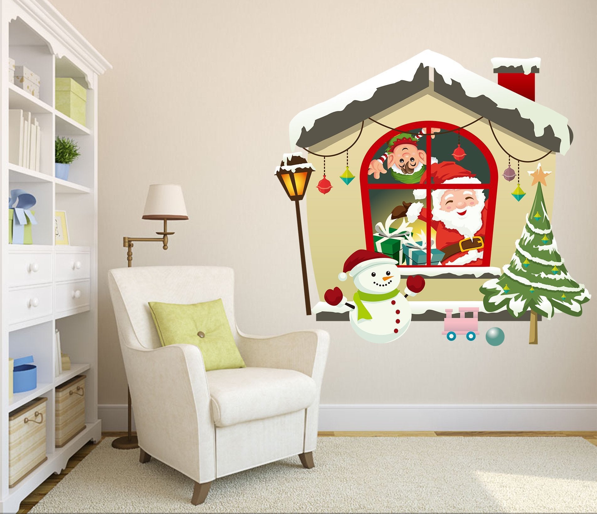 3D Street Light Snowman House 39 Wall Stickers Wallpaper AJ Wallpaper