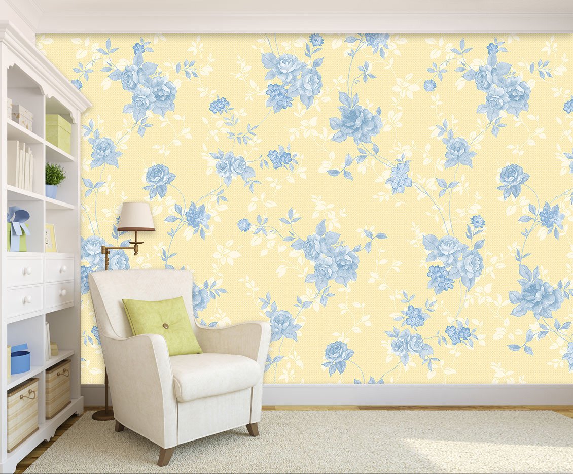 3D Blue Flowers 301 Wallpaper AJ Wallpaper