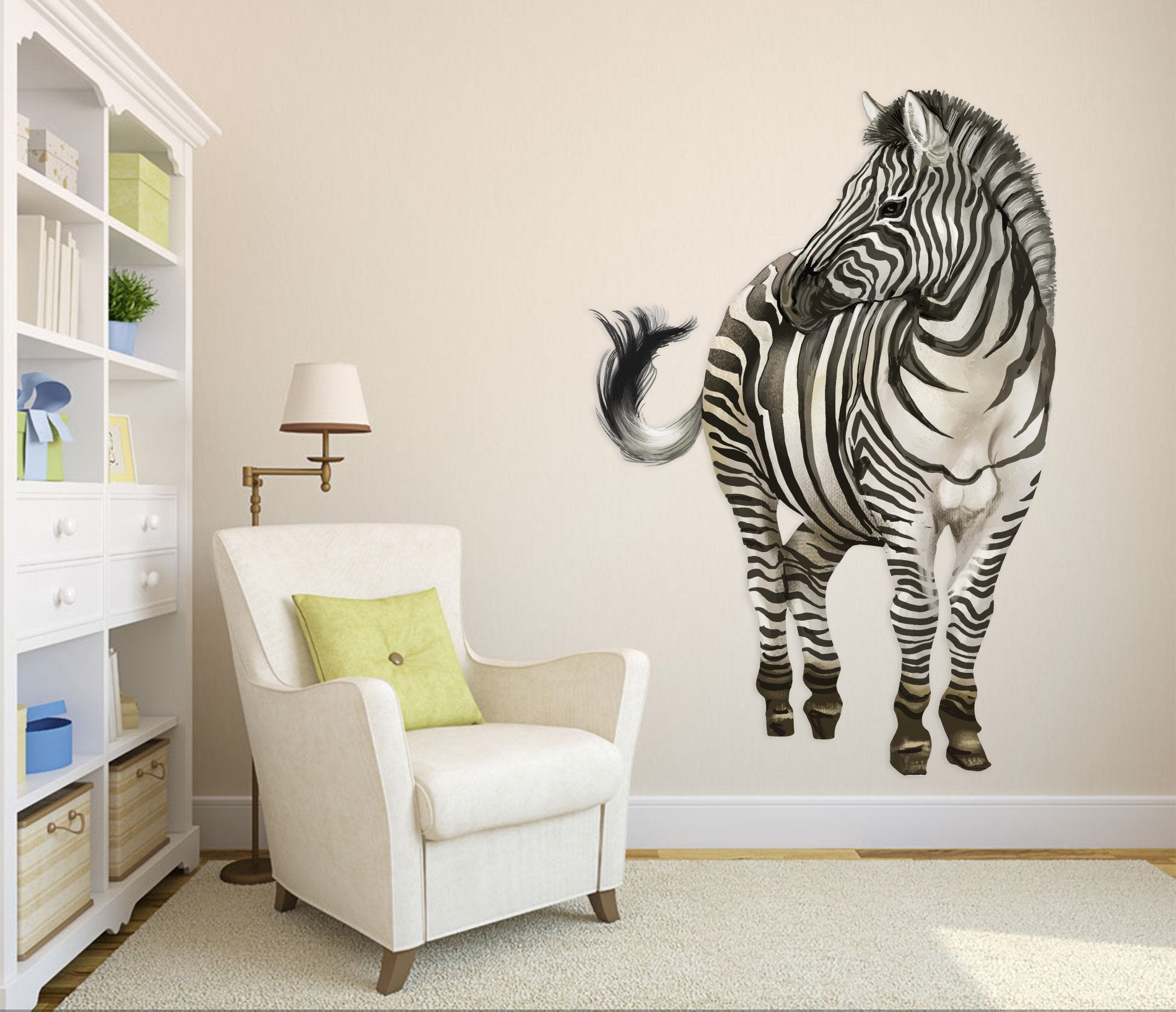 3D Zebra Turned To Look Behind 185 Animals Wall Stickers Wallpaper AJ Wallpaper