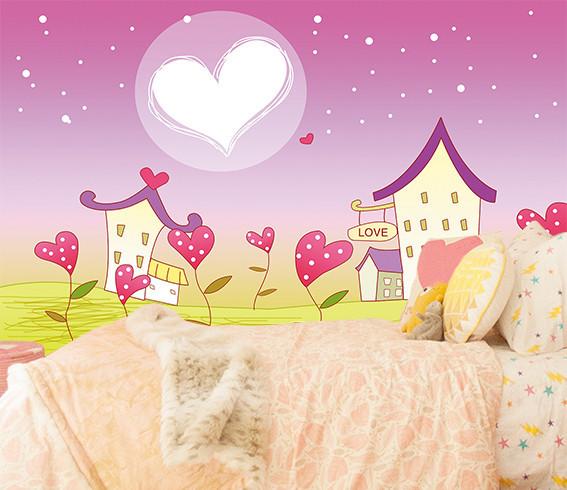 3D Heart-Shaped Moon And Lovely Hut 4 Wallpaper AJ Wallpaper