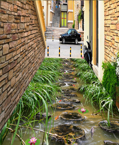 3D Grass Creek 326 Floor Mural Wallpaper AJ Wallpaper 2