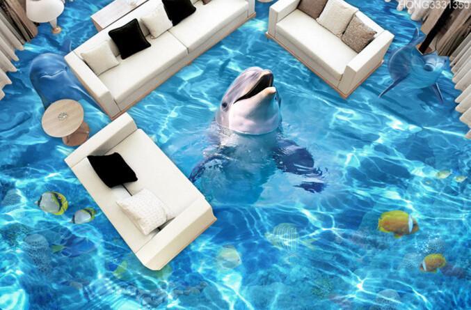 3D Blue Ocean Floor Mural Wallpaper AJ Wallpaper 2