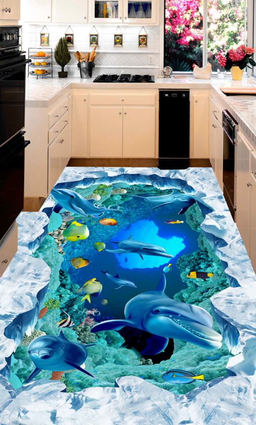 3D Underwater World 393 Floor Mural Wallpaper Murals Rug & Mat Print Epoxy waterproof bath floor
