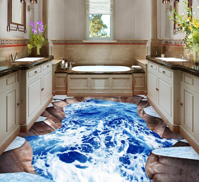 3D Waving Water Floor Mural Wallpaper AJ Wallpaper 2