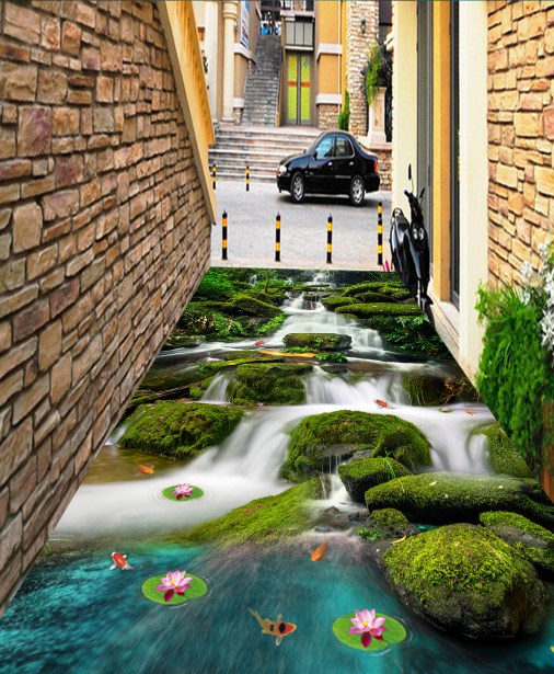 3D Moss River 337 Floor Mural Wallpaper AJ Wallpaper 2