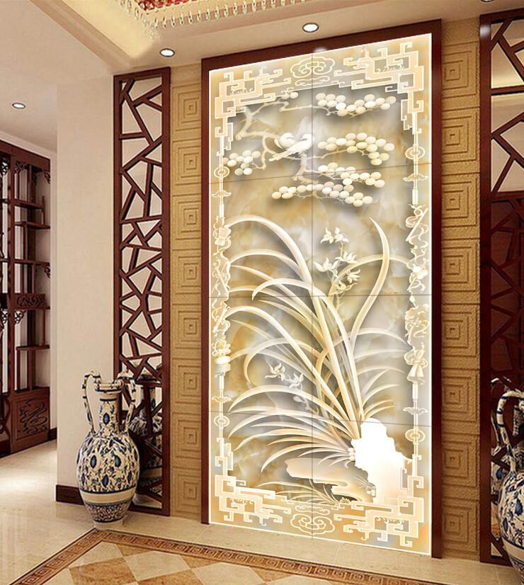 Carve Grass Branch Flower Porch Wallpaper AJ Wallpaper 1