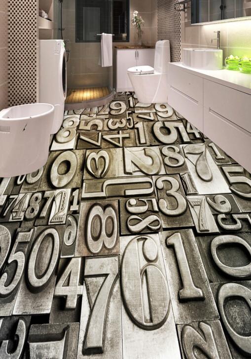 3D Metal Numbers Floor Mural Wallpaper AJ Wallpaper 2