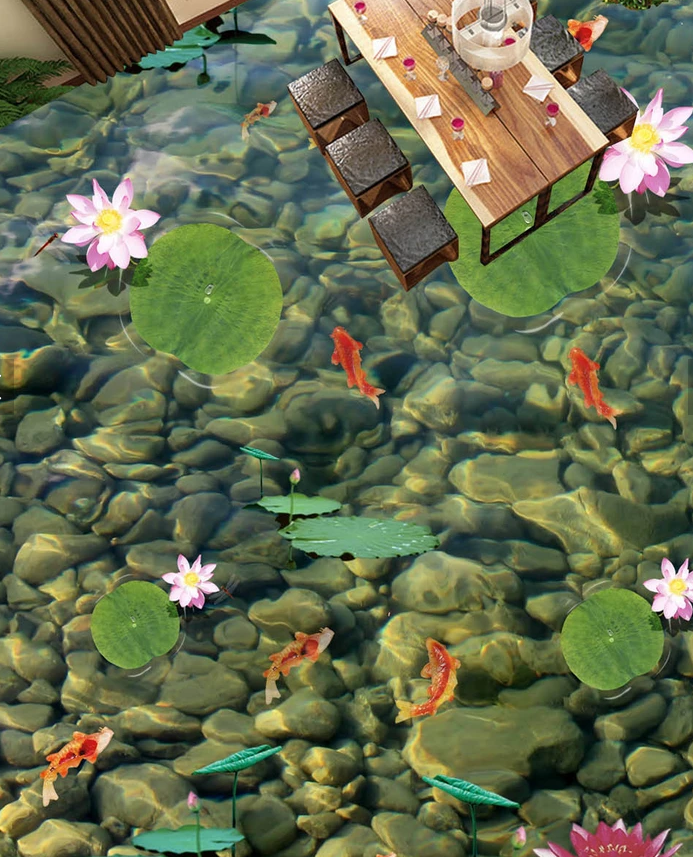 3D Pond Koi 539 Floor Mural Wallpaper Murals Rug & Mat Print Epoxy waterproof bath floor