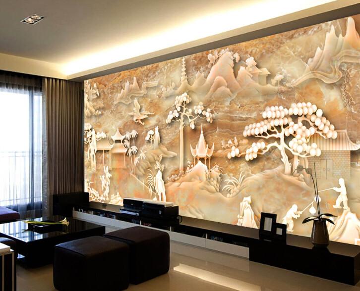 3D Carving Building Mountain Wallpaper AJ Wallpaper 1