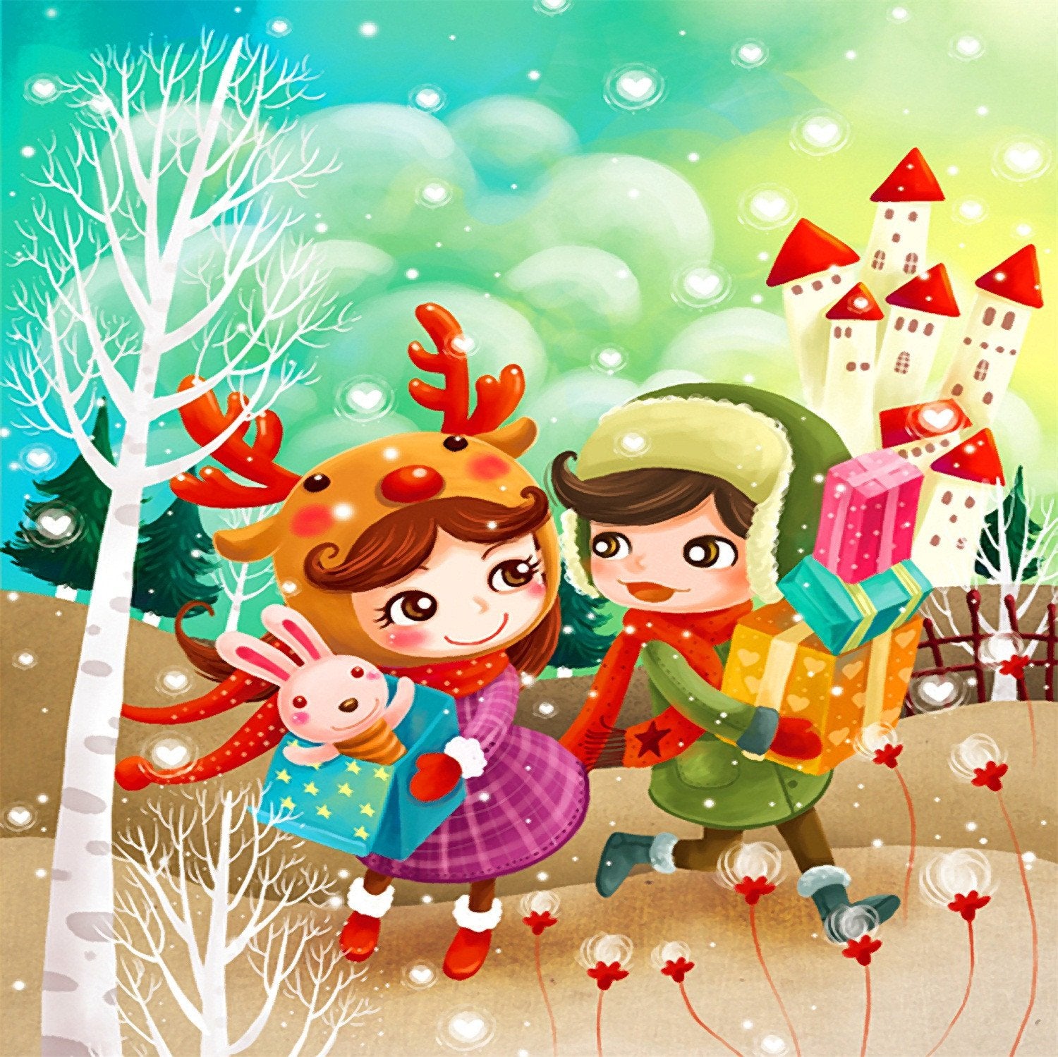 3D Happy Christmas Children 7 Wallpaper AJ Wallpaper