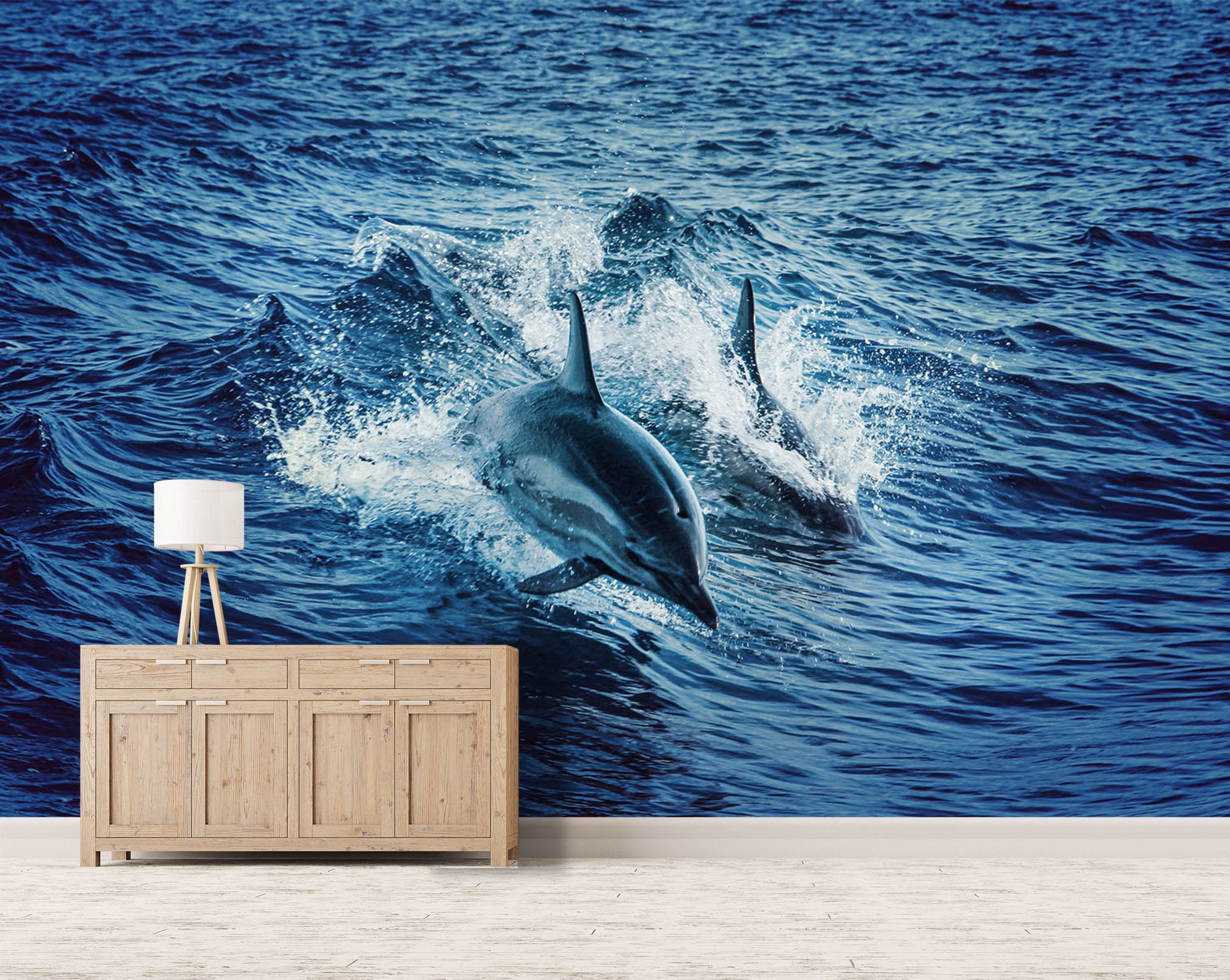 3D Blue Dolphin 252 Wall Murals