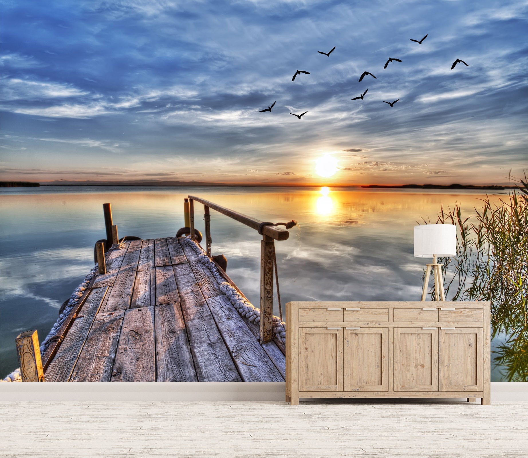 3D Sunset River 117 Wall Murals Wallpaper AJ Wallpaper 2