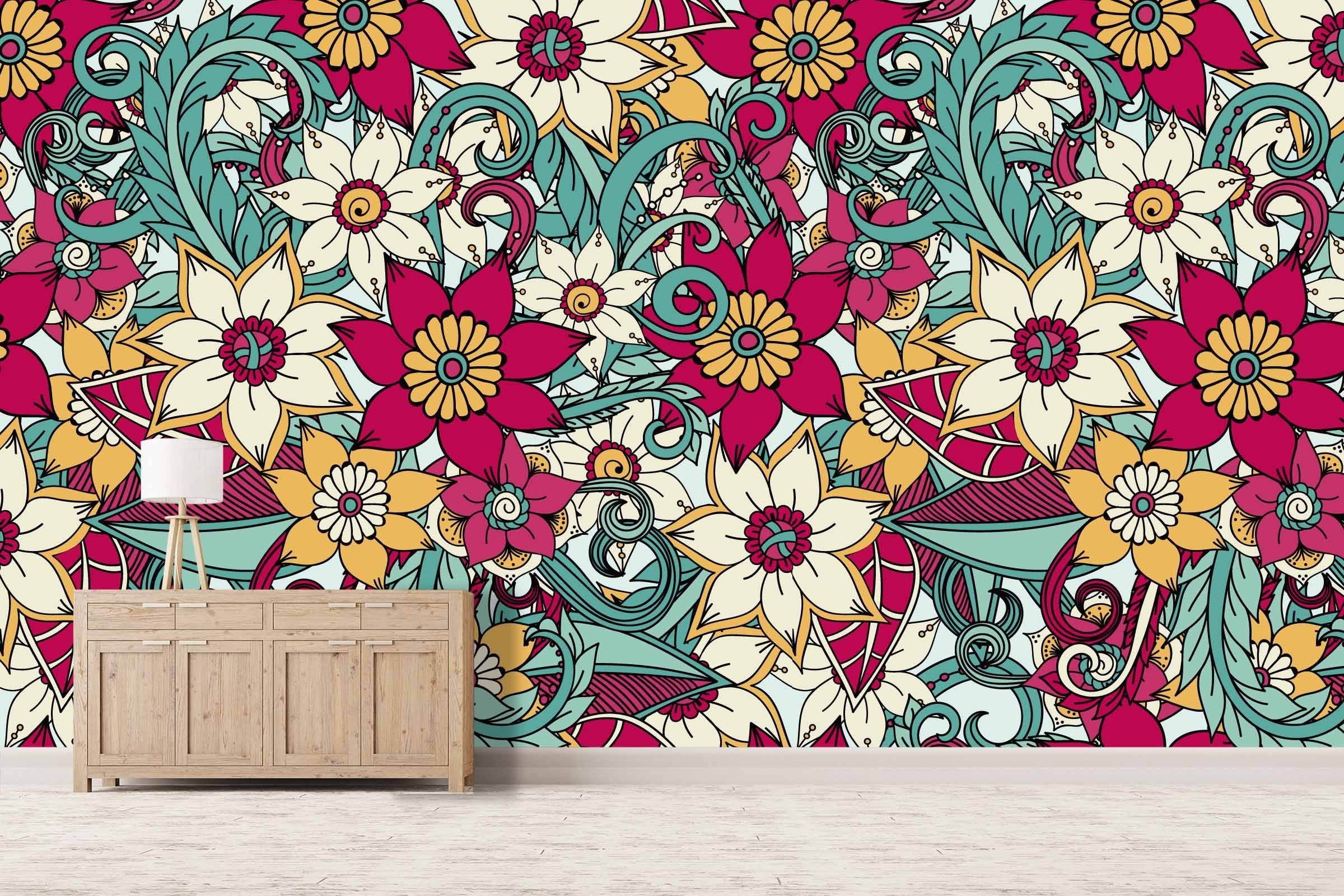 3D Doodle Blooming Flower 604 Wallpaper AJ Wallpaper