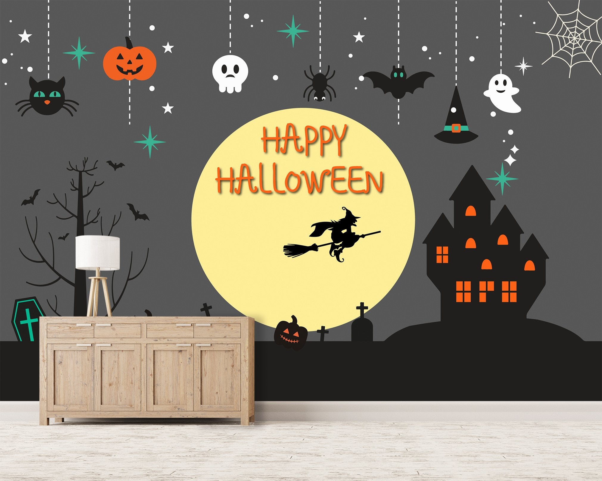 3D Bat Pumpkin Festival 1398 Halloween Wall Murals Wallpaper AJ Wallpaper 2