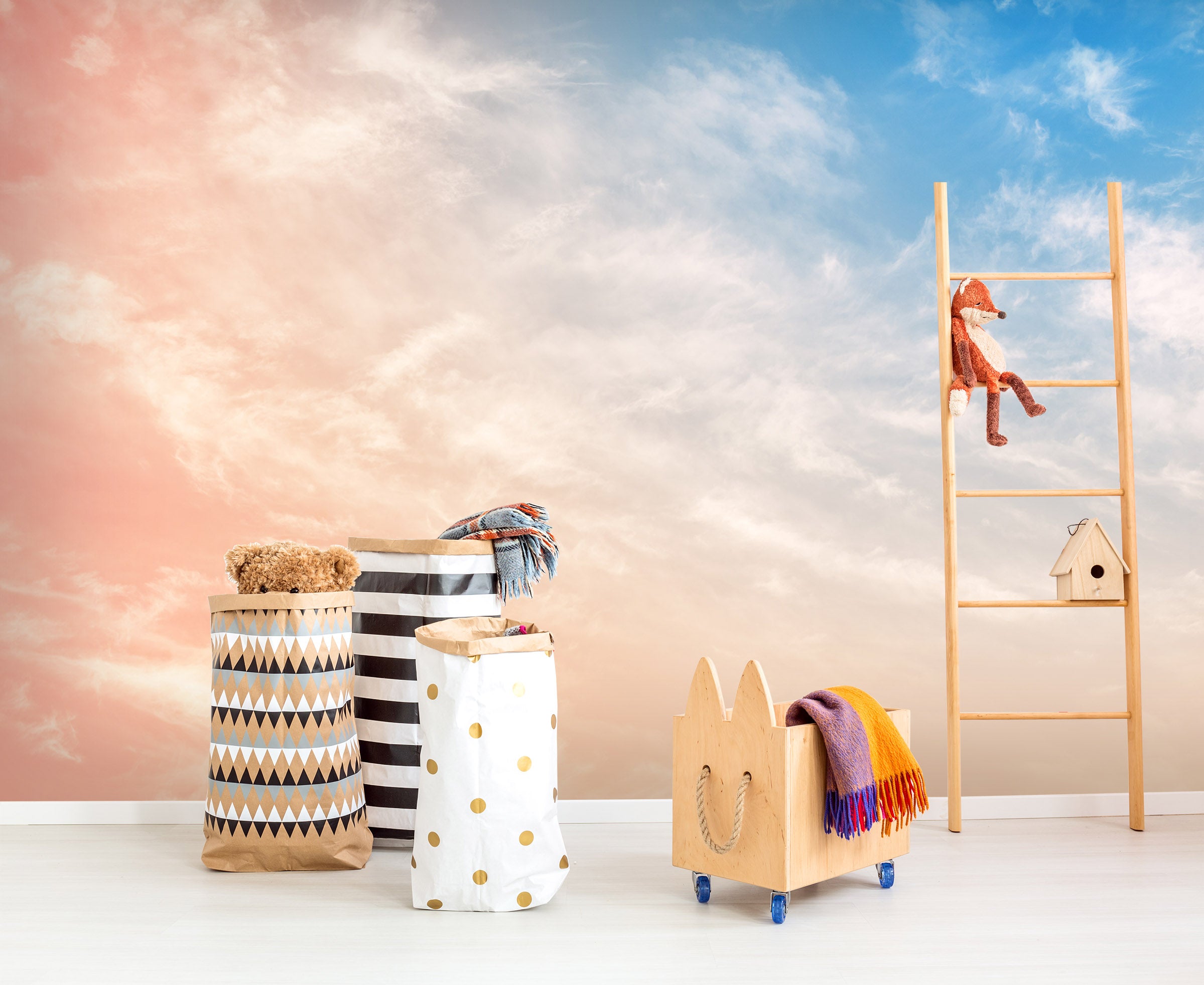 3D Blue Sky White Clouds 33 Wall Murals