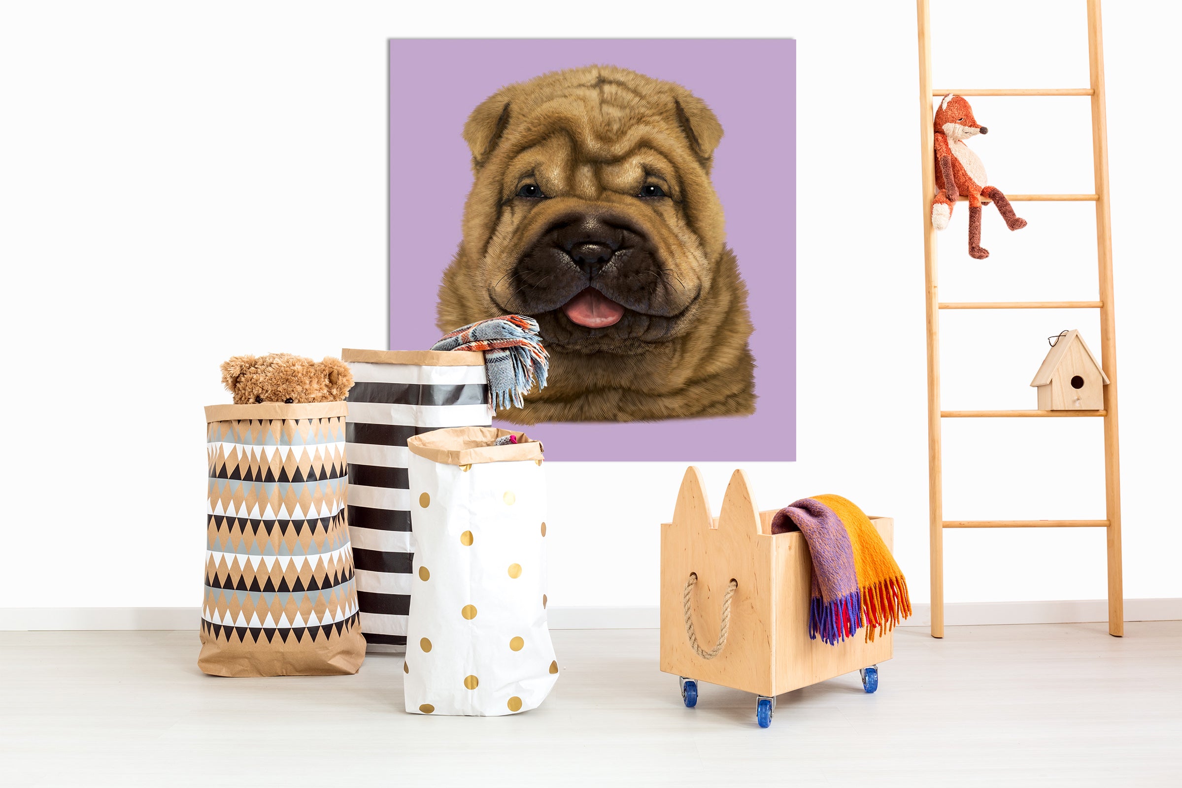 3D Shar Pei Puppy Portrait 069 Vincent Hie Wall Sticker