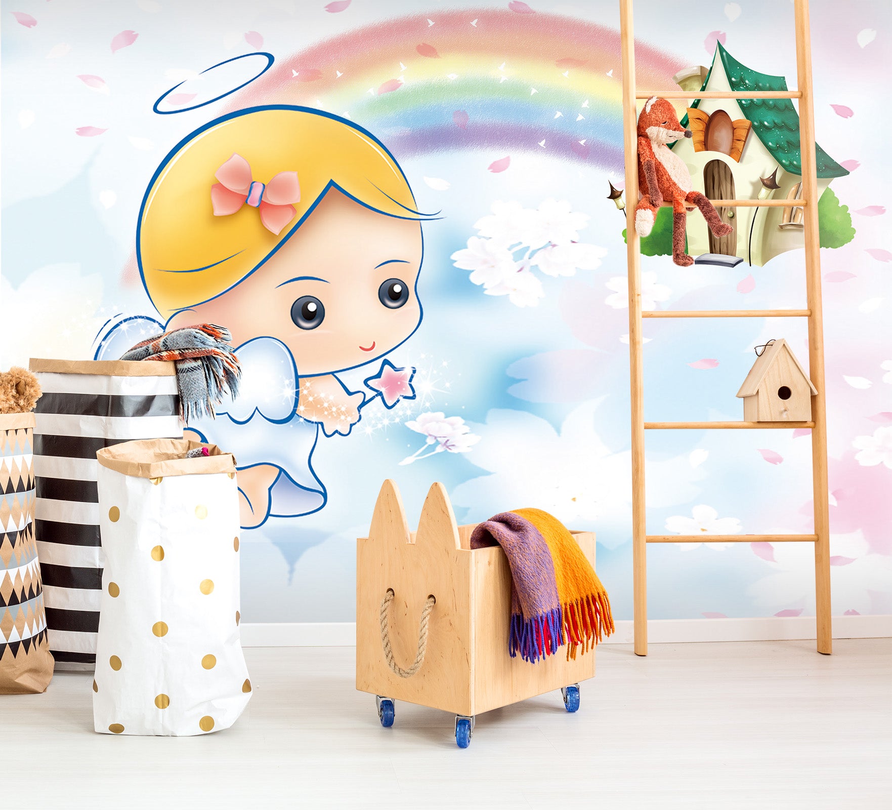 3D Cartoon Rainbow Sky 009 Wall Murals